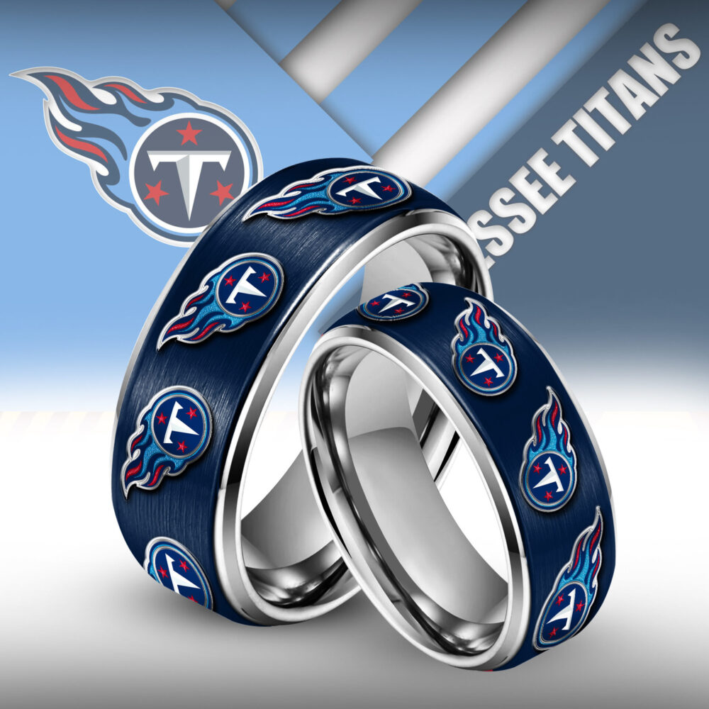 Tennessee Titans | Silver Tungsten Couples Rings TD
