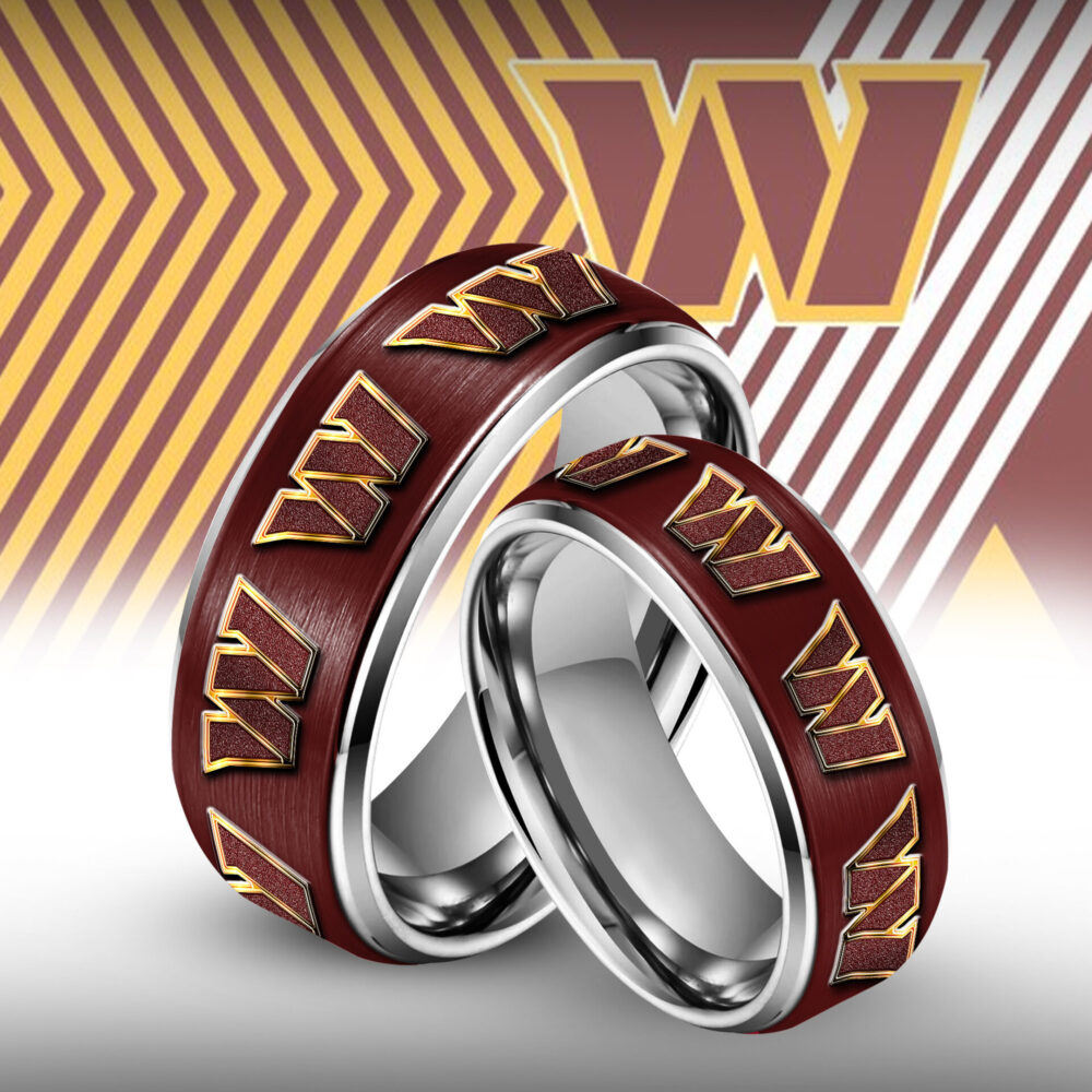 Washington Commanders | Silver Tungsten Couples Rings TD