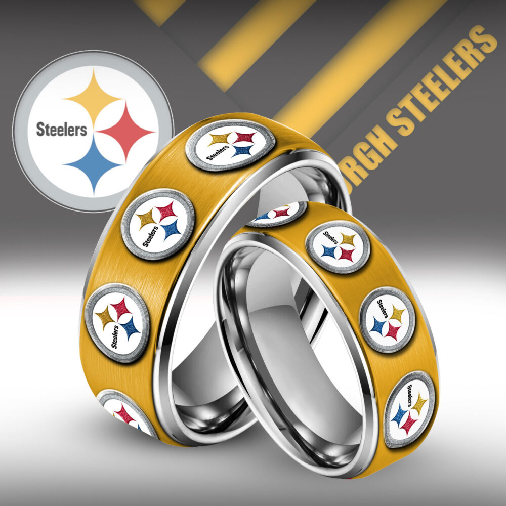 Pittsburgh Steelers | Silver Tungsten Couples Rings TD