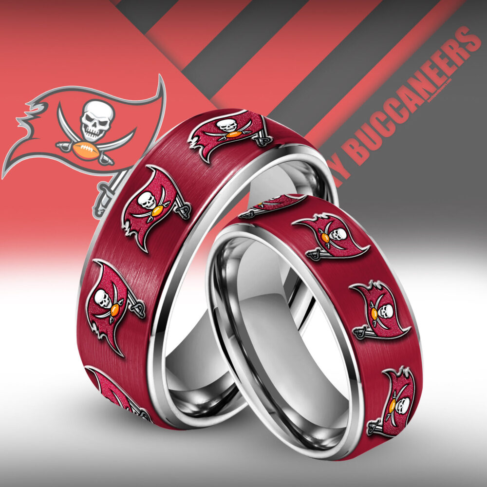 Tampa Bay Buccaneers | Silver Tungsten Couples Rings TD