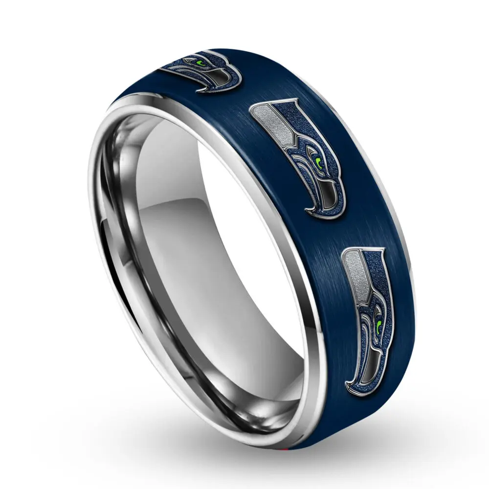 Seattle Seahawks | Silver Tungsten Ring TD