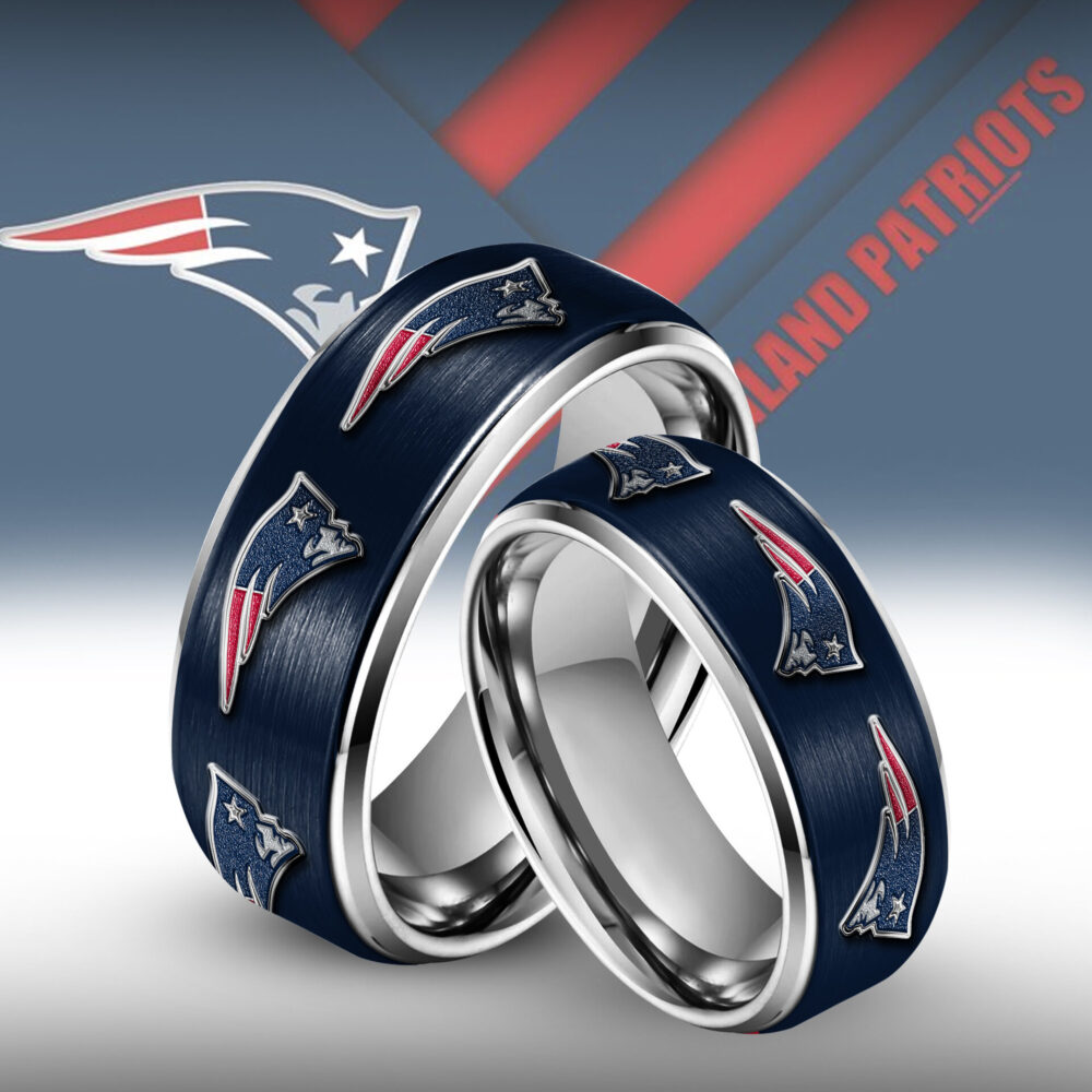 New England Patriots | Silver Tungsten Couples Rings TD
