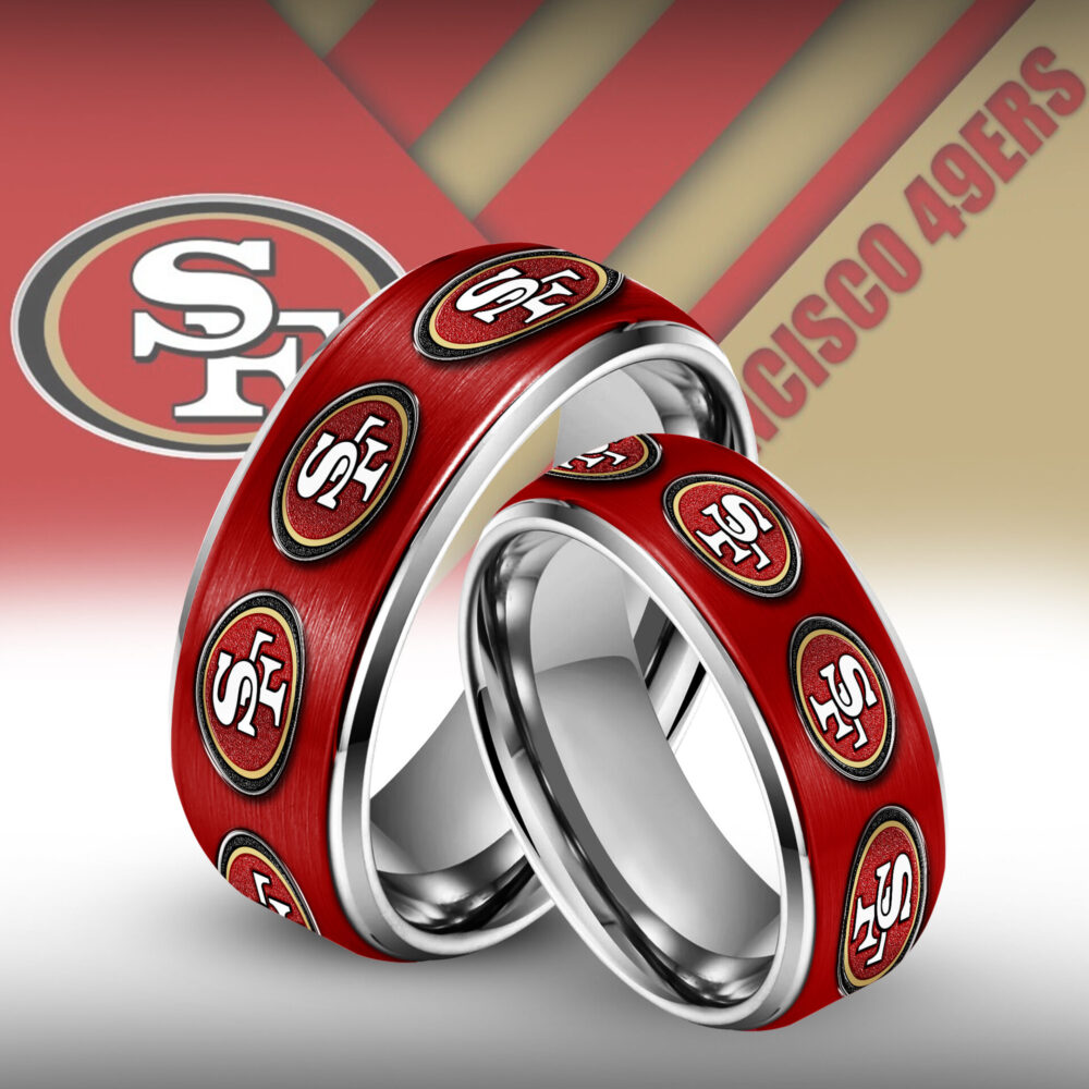 San Francisco 49ers | Silver Tungsten Couples Rings TD
