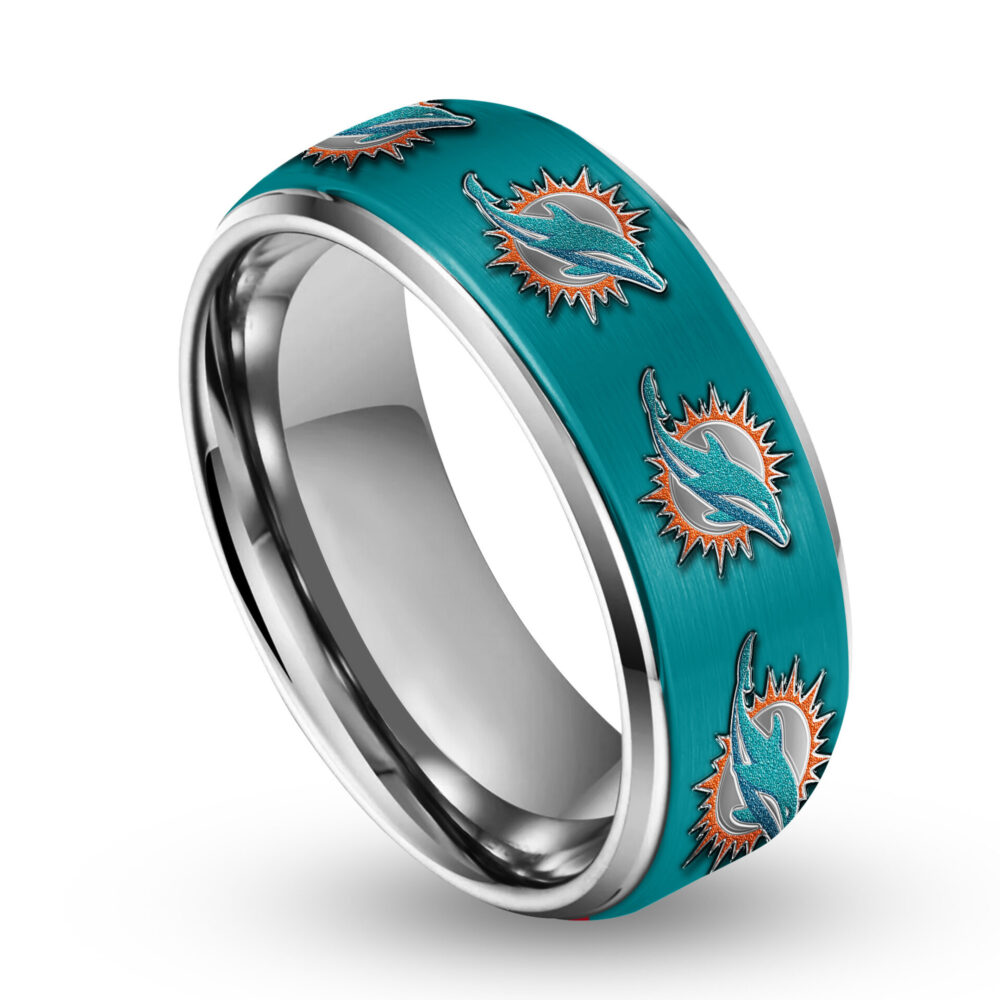 Miami Dolphins | Silver Tungsten Ring TD
