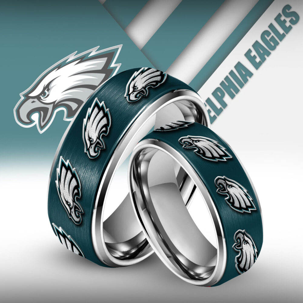 Philadelphia Eagles | Silver Tungsten Couples Rings TD