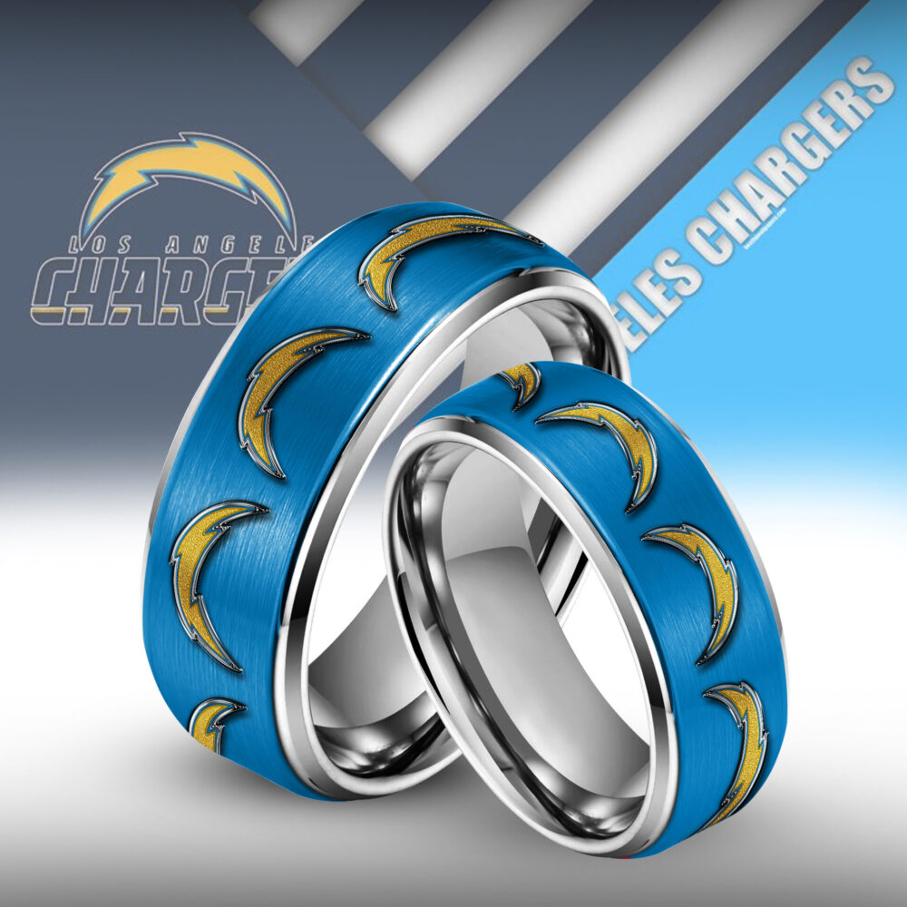 Los Angeles Chargers | Silver Tungsten Couples Rings TD