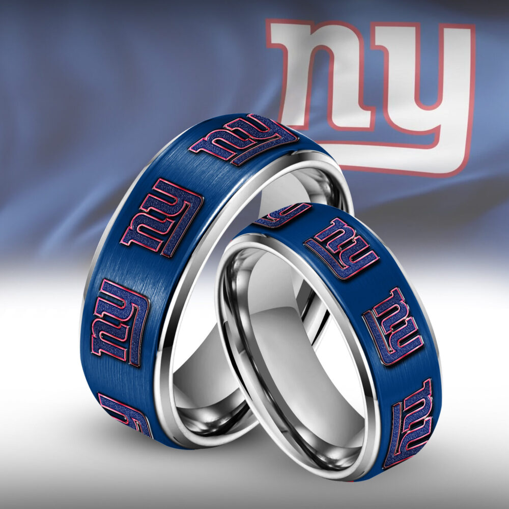 New York Giants | Silver Tungsten Couples Rings TD