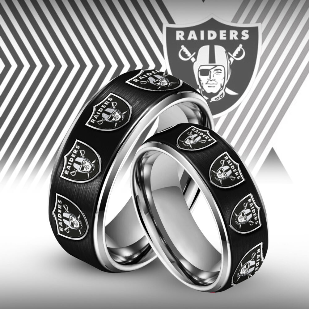 Las Vegas Raiders | Silver Tungsten Couples Rings TD