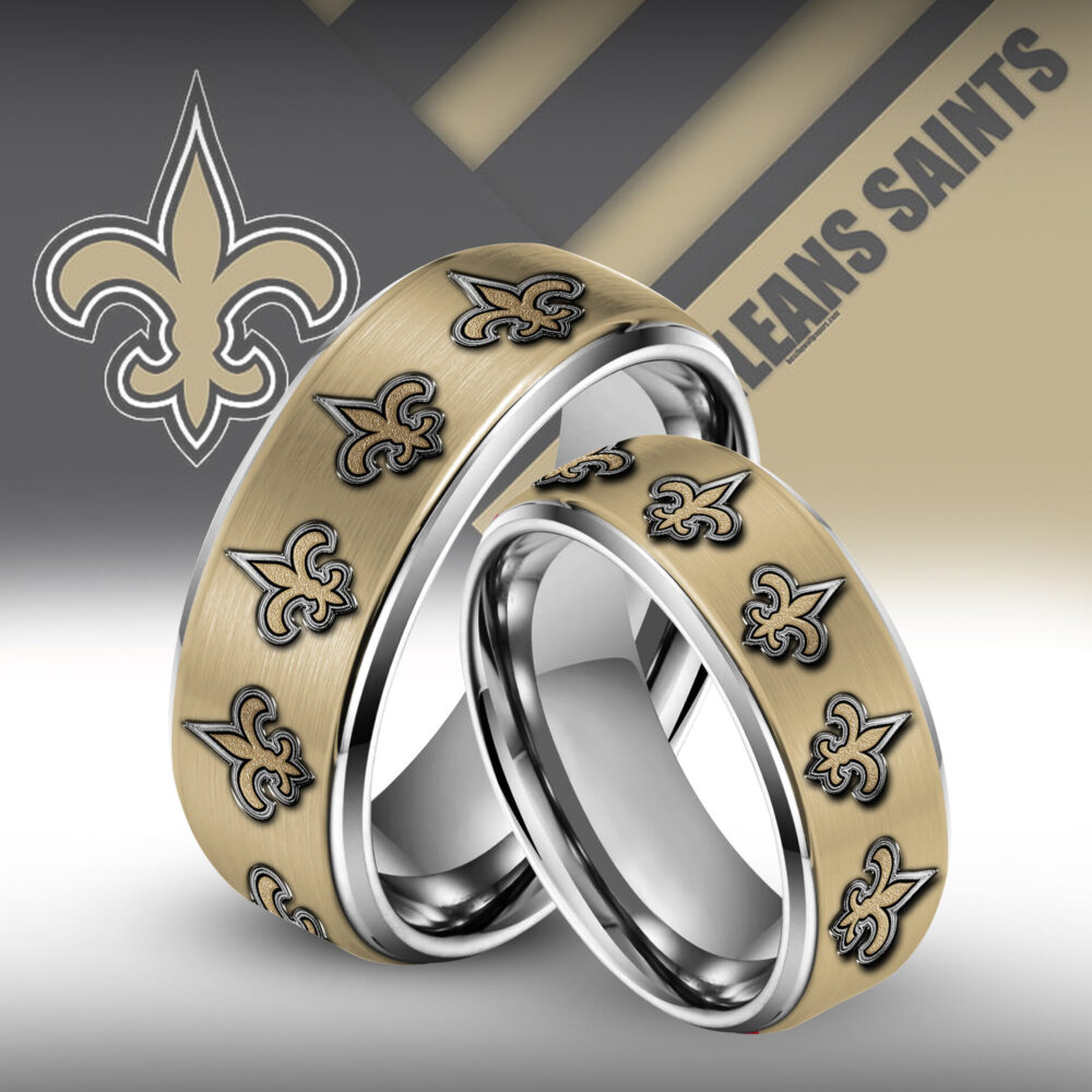 New Orleans Saints | Silver Tungsten Couples Rings TD