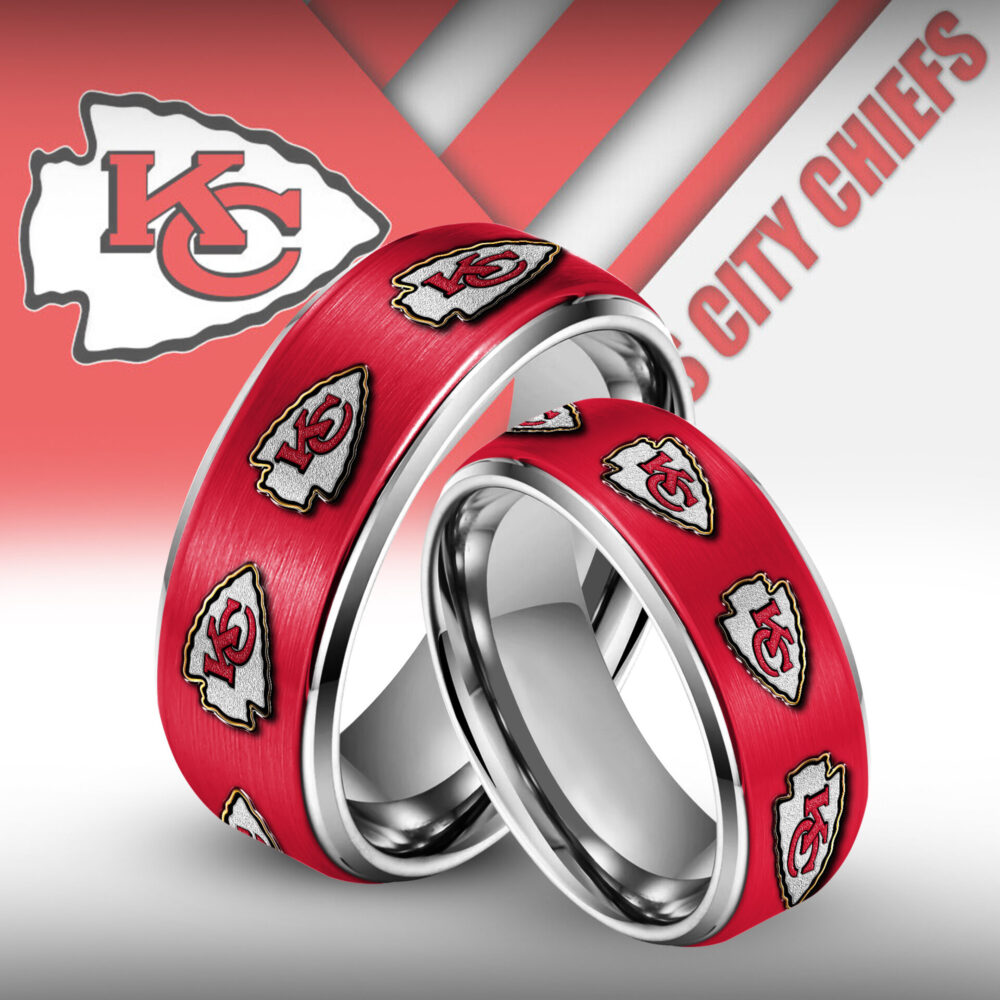 Kansas City Chiefs | Silver Tungsten Couples Rings TD