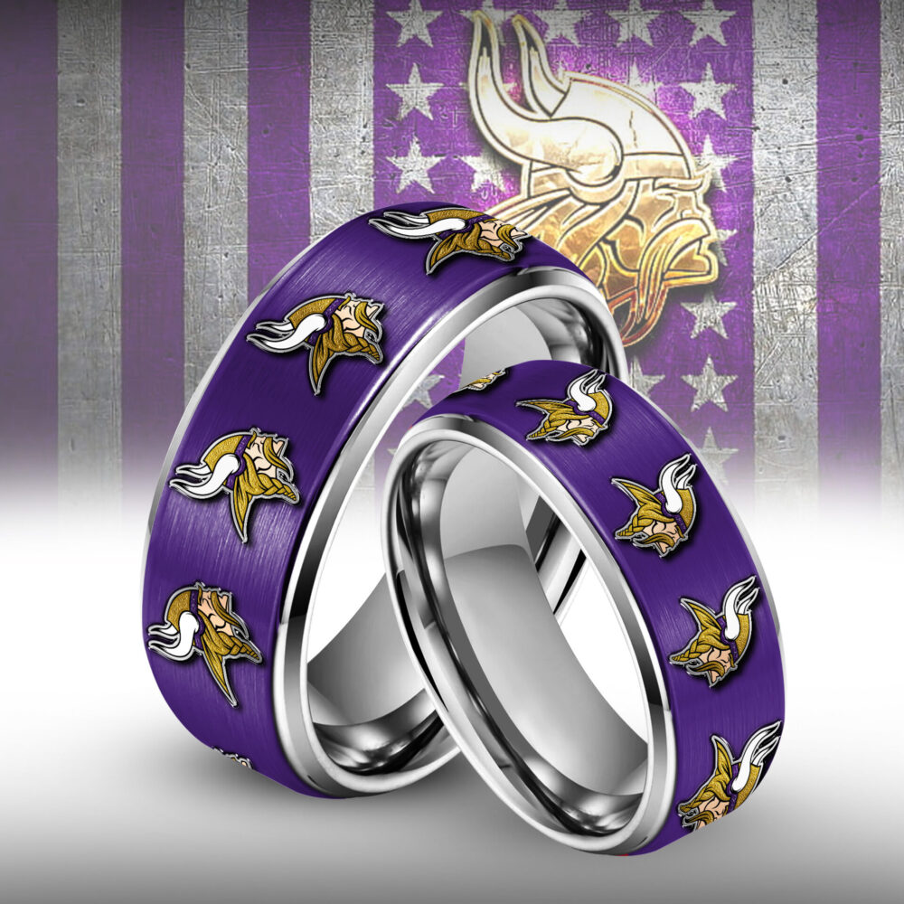 Minnesota Vikings | Silver Tungsten Couples Rings TD