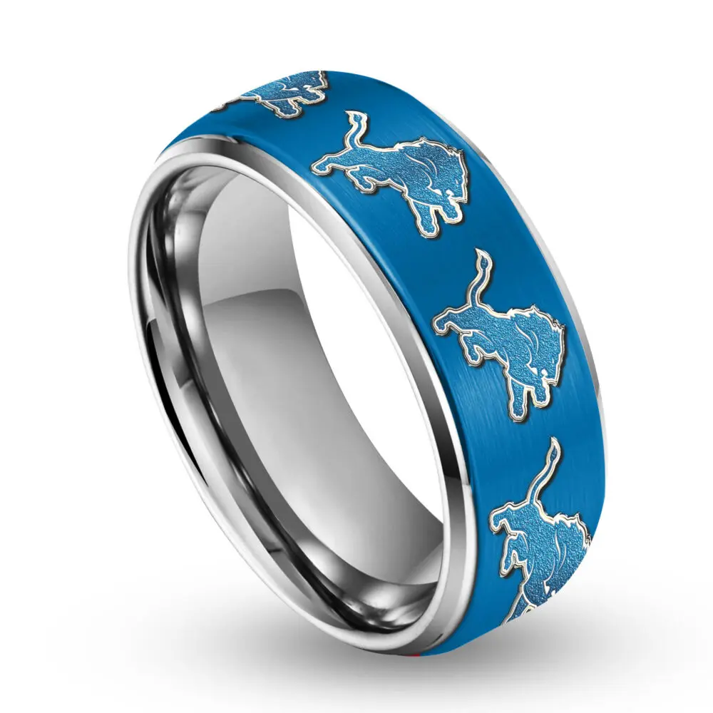 Detroit Lions | Silver Tungsten Ring TD
