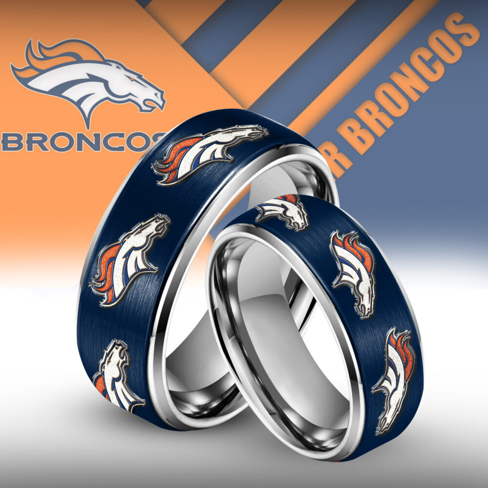 Denver Broncos | Silver Tungsten Couples Rings TD