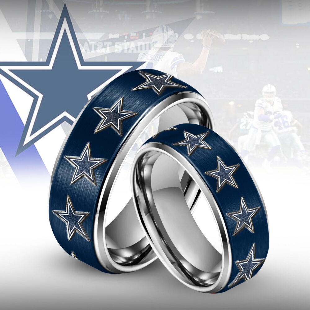 Dallas Cowboys | Silver Tungsten Couples Rings TD