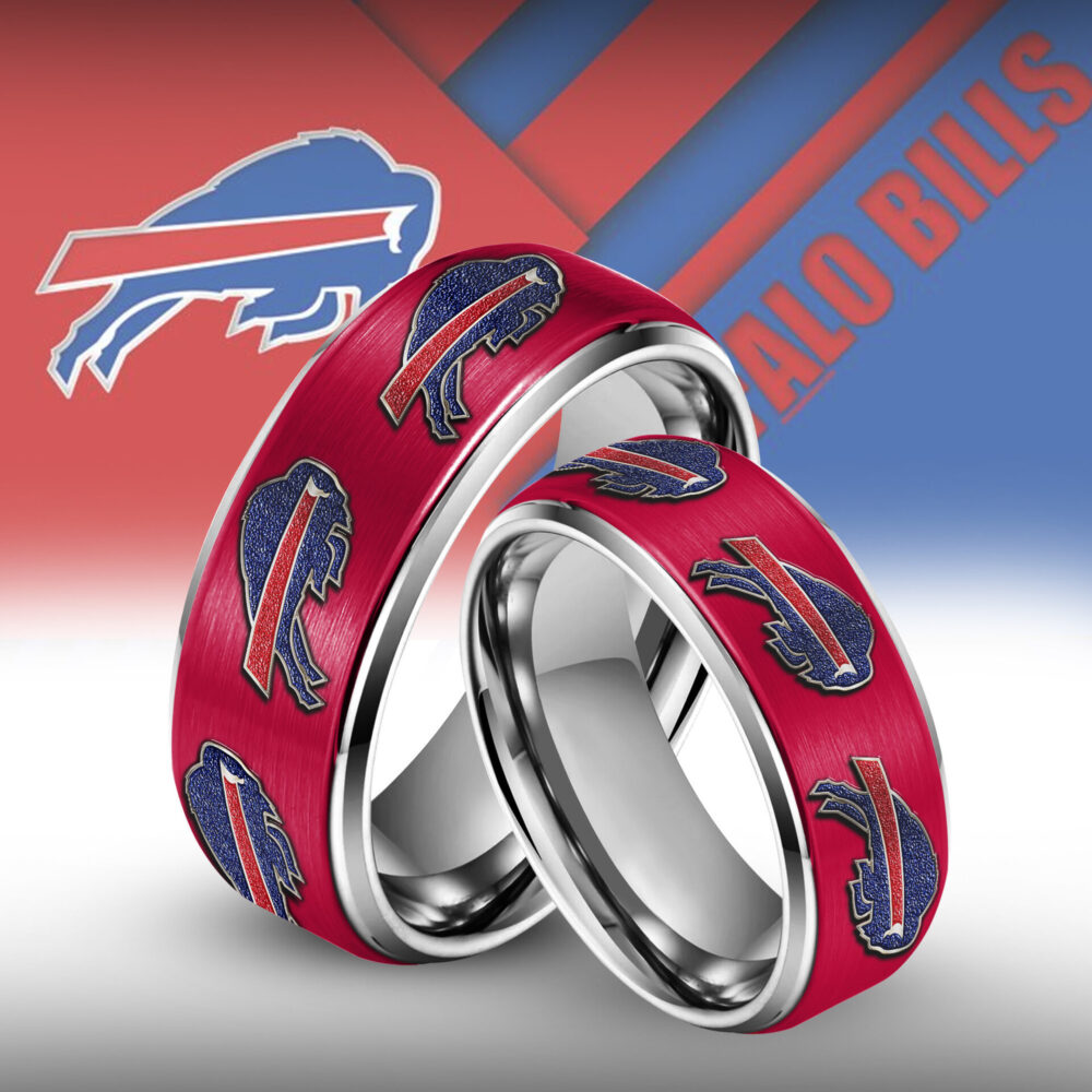 Buffalo Bills | Silver Tungsten Couples Rings TD