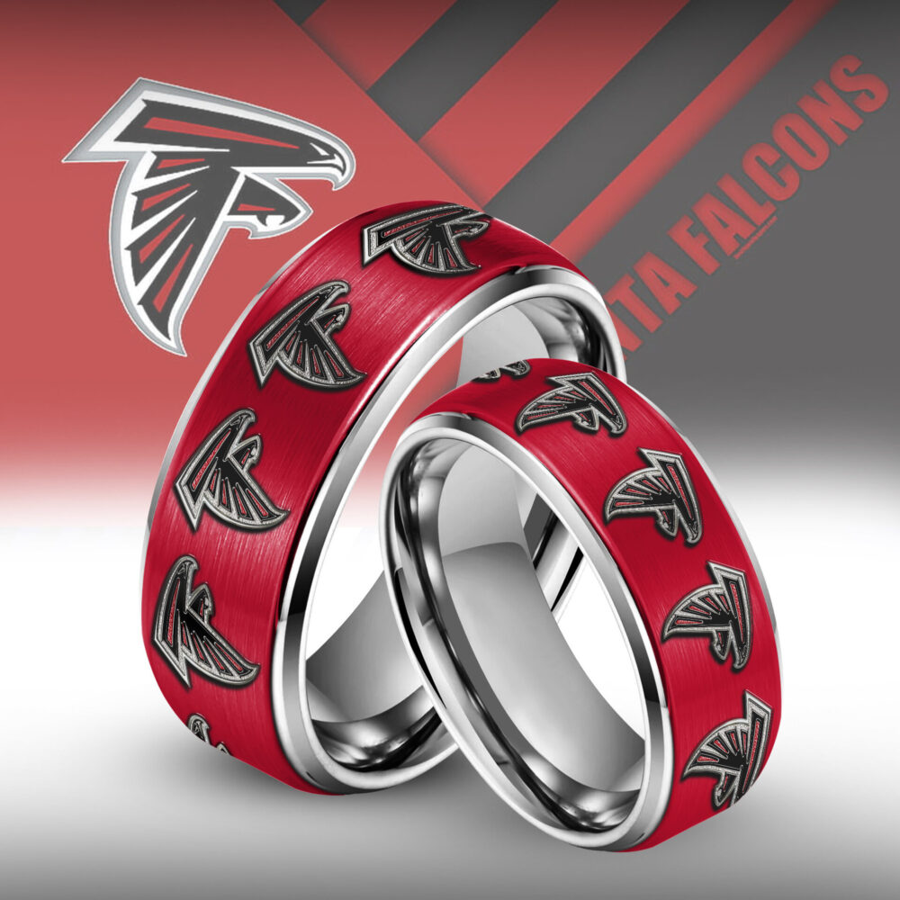 Atlanta Falcons | Silver Tungsten Couples Rings TD