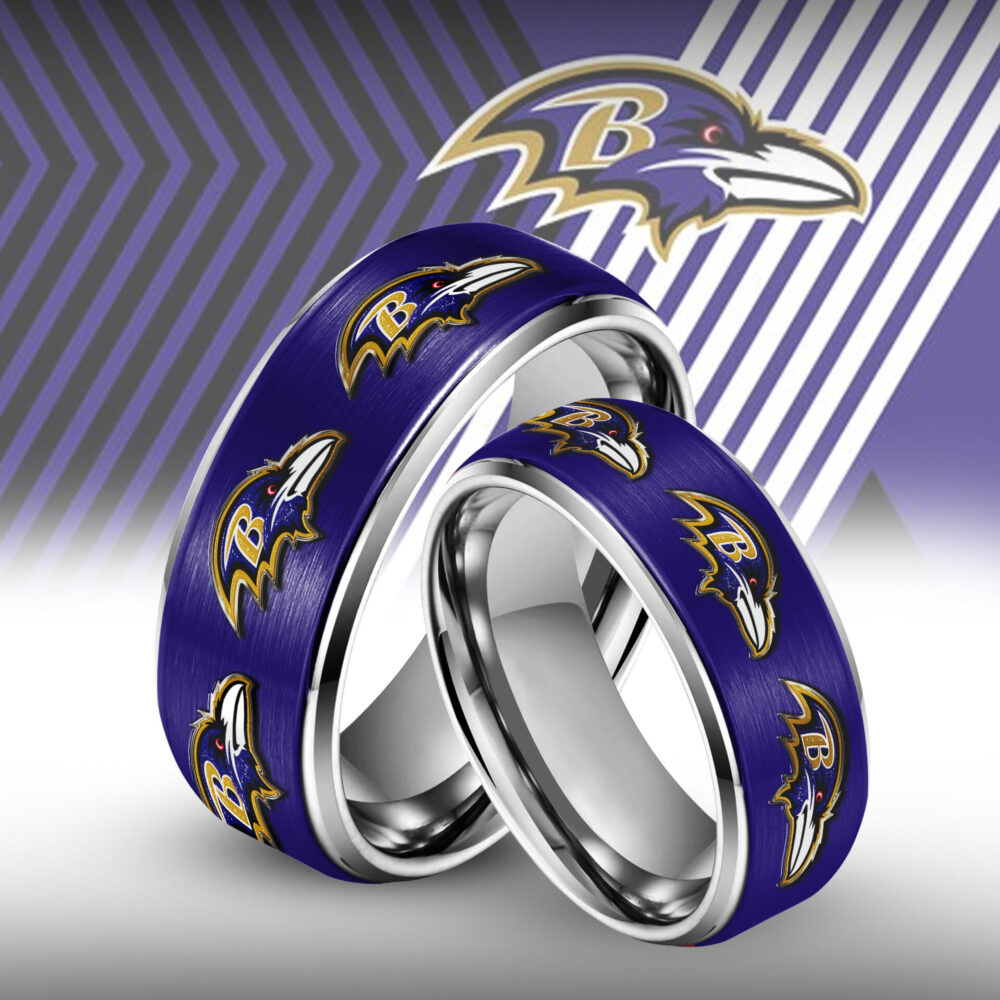 Baltimore Ravens | Silver Tungsten Couples Rings TD