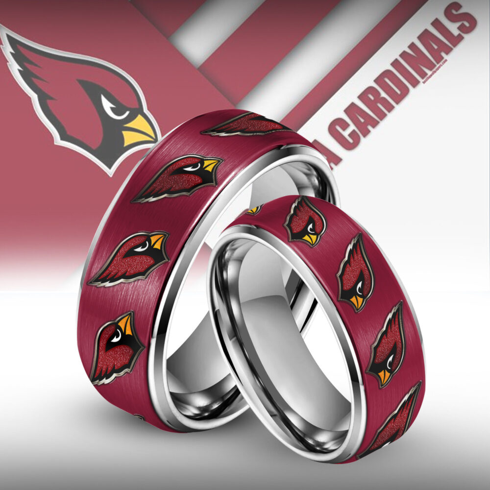 Arizona Cardinals | Silver Tungsten Couples Rings TD