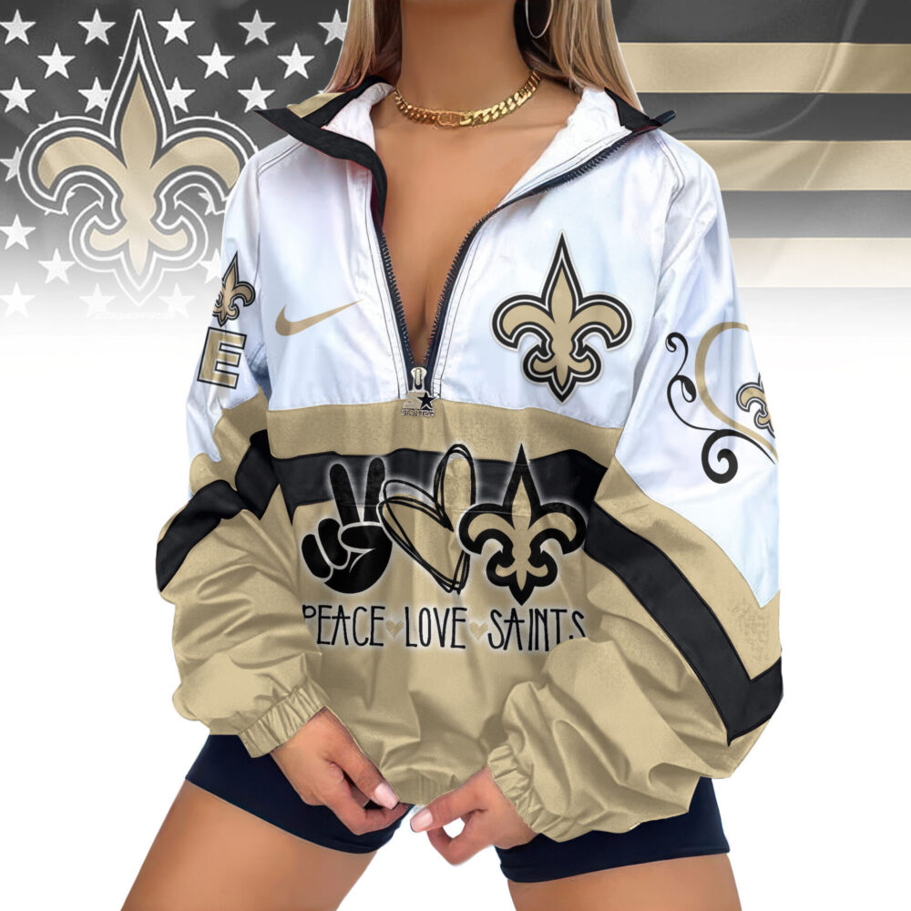 New Orleans Saints | Premium Women's Printed V-Neck Zipper Sweatshirt Jackets TD