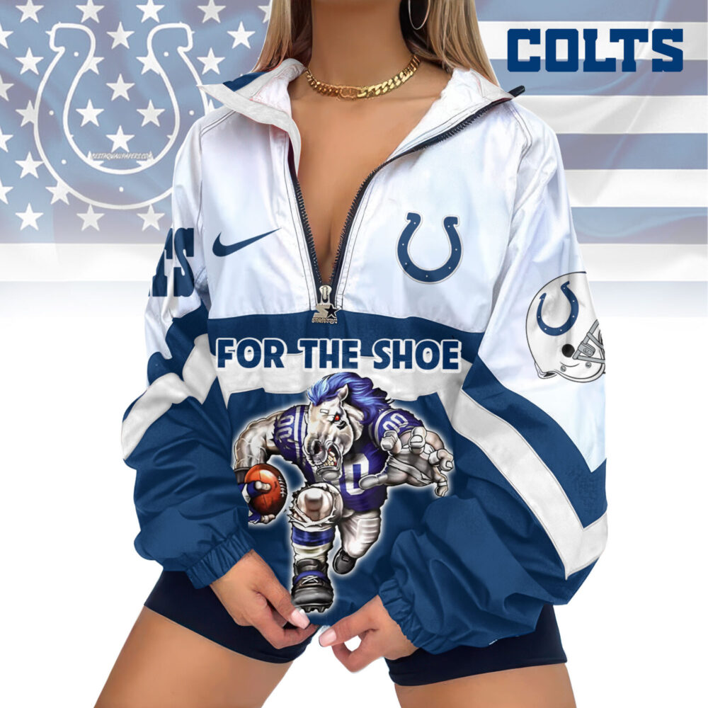 Indianapolis Colts | Premium Women's Printed V-Neck Zipper Sweatshirt Jackets TD
