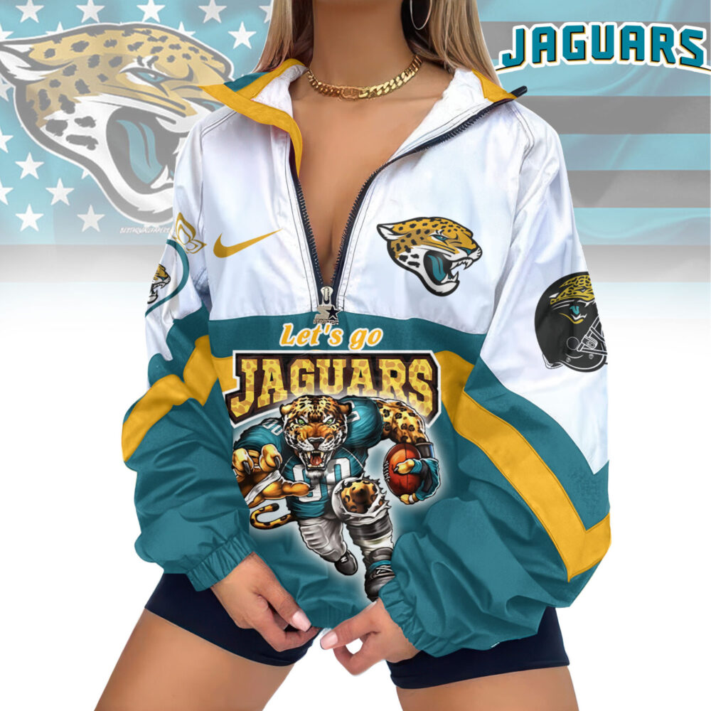 Jacksonville Jaguars | Premium Women's Printed V-Neck Zipper Sweatshirt Jackets TD