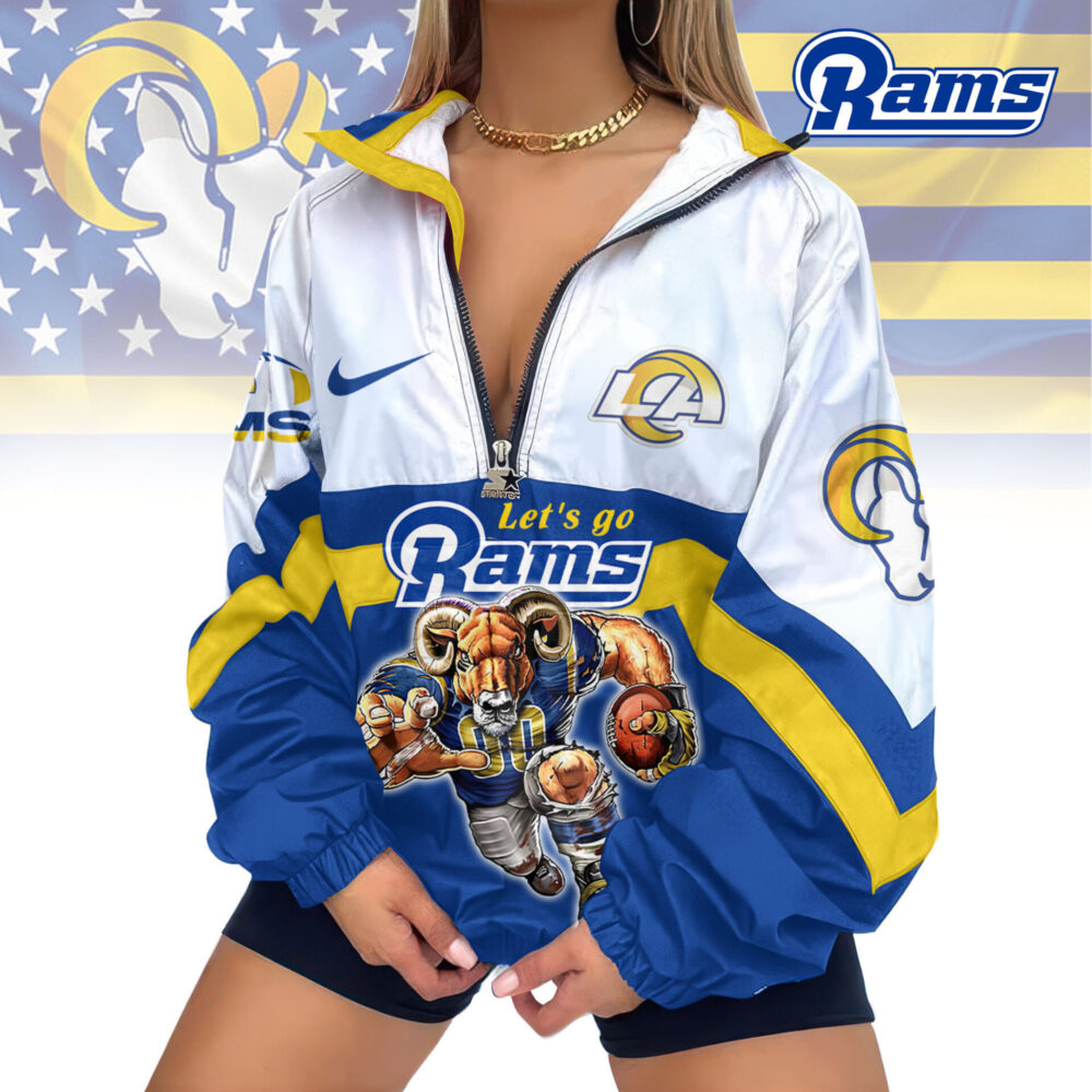Los Angeles Rams | Premium Women's Printed V-Neck Zipper Sweatshirt Jackets TD