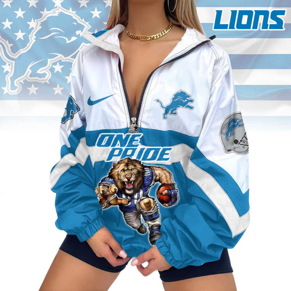 Detroit Lions | Premium Women's Printed V-Neck Zipper Sweatshirt Jackets TD