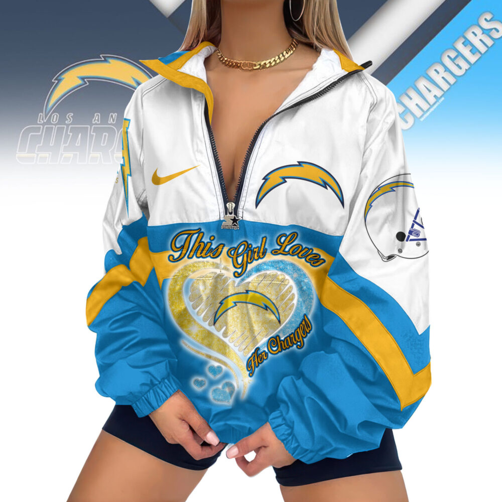 Los Angeles Chargers | Premium Women's Printed V-Neck Zipper Sweatshirt Jackets TD