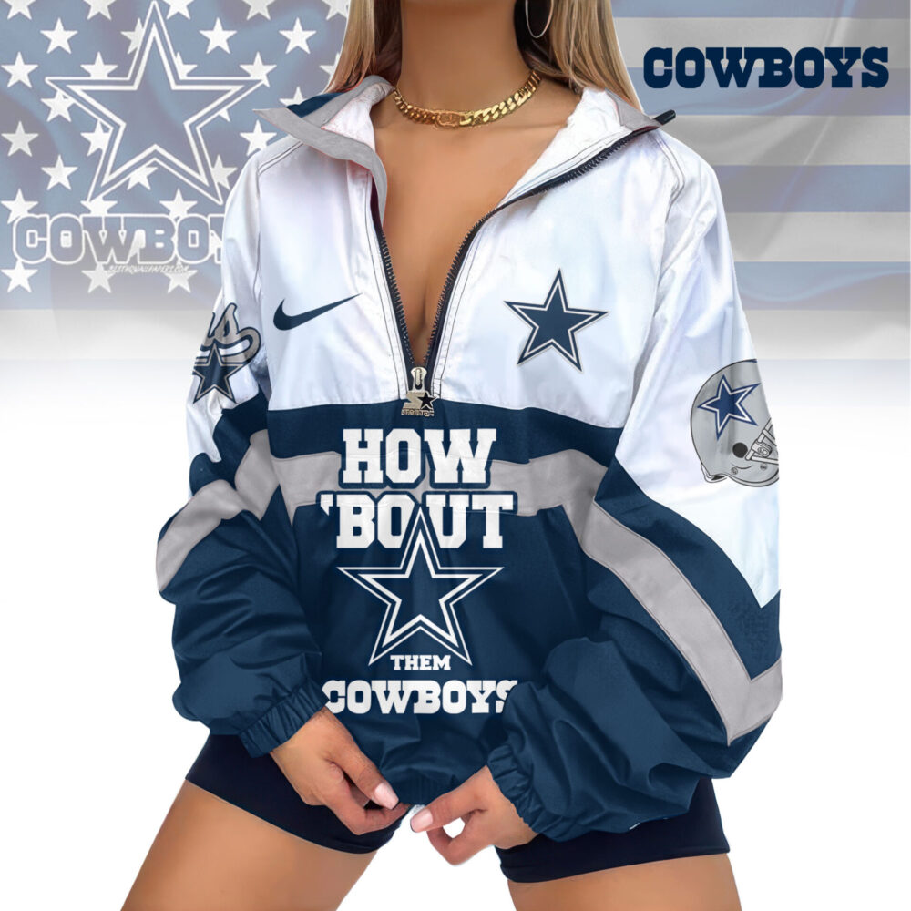 Dallas Cowboys | Premium Women's Printed V-Neck Zipper Sweatshirt Jackets TD