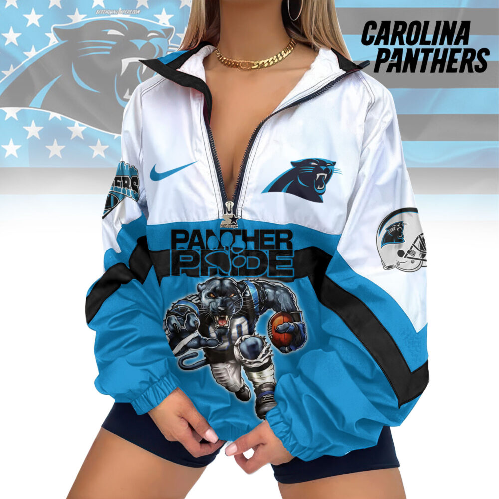 Carolina Panthers | Premium Women's Printed V-Neck Zipper Sweatshirt Jackets TD