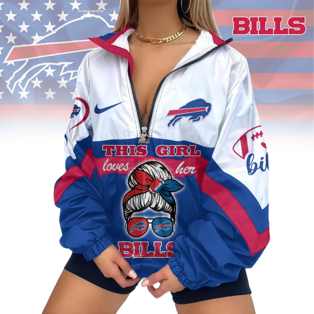 Buffalo Bills | Premium Women's Printed V-Neck Zipper Sweatshirt Jackets TD