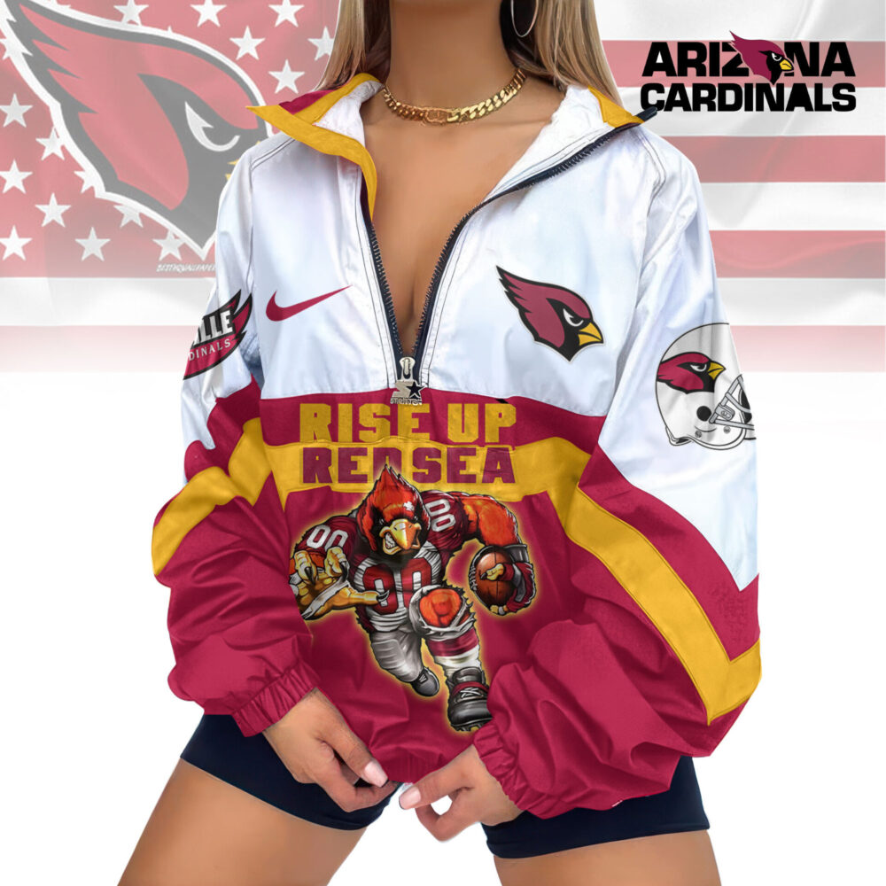 Arizona Cardinals | Premium Women's Printed V-Neck Zipper Sweatshirt Jackets TD