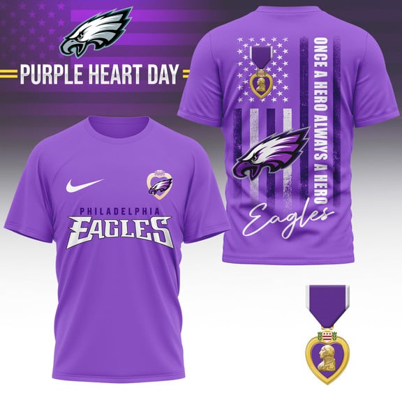 Philadelphia Eagles | Premium National Purple Heart Day 3D Shirt HI