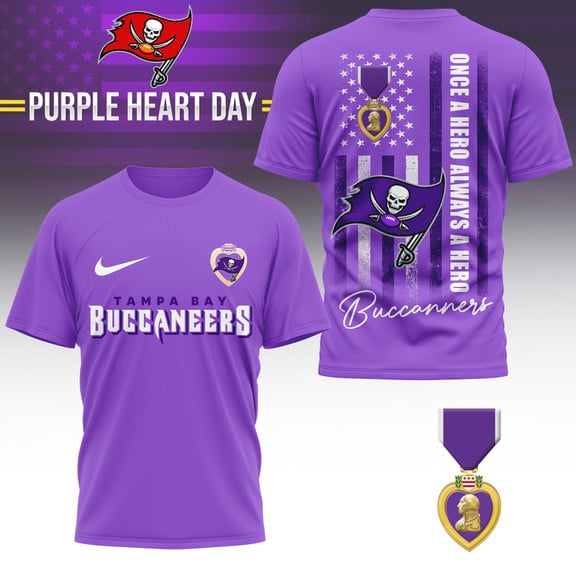 Tampa Bay Buccaneers | Premium National Purple Heart Day 3D Shirt HI
