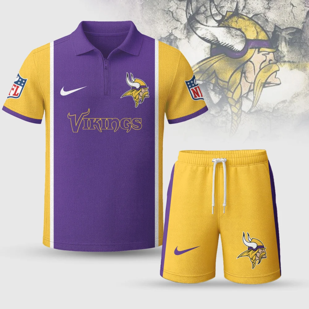 Minnesota Vikings | Premium NFL Combo Polo And Shorts TD