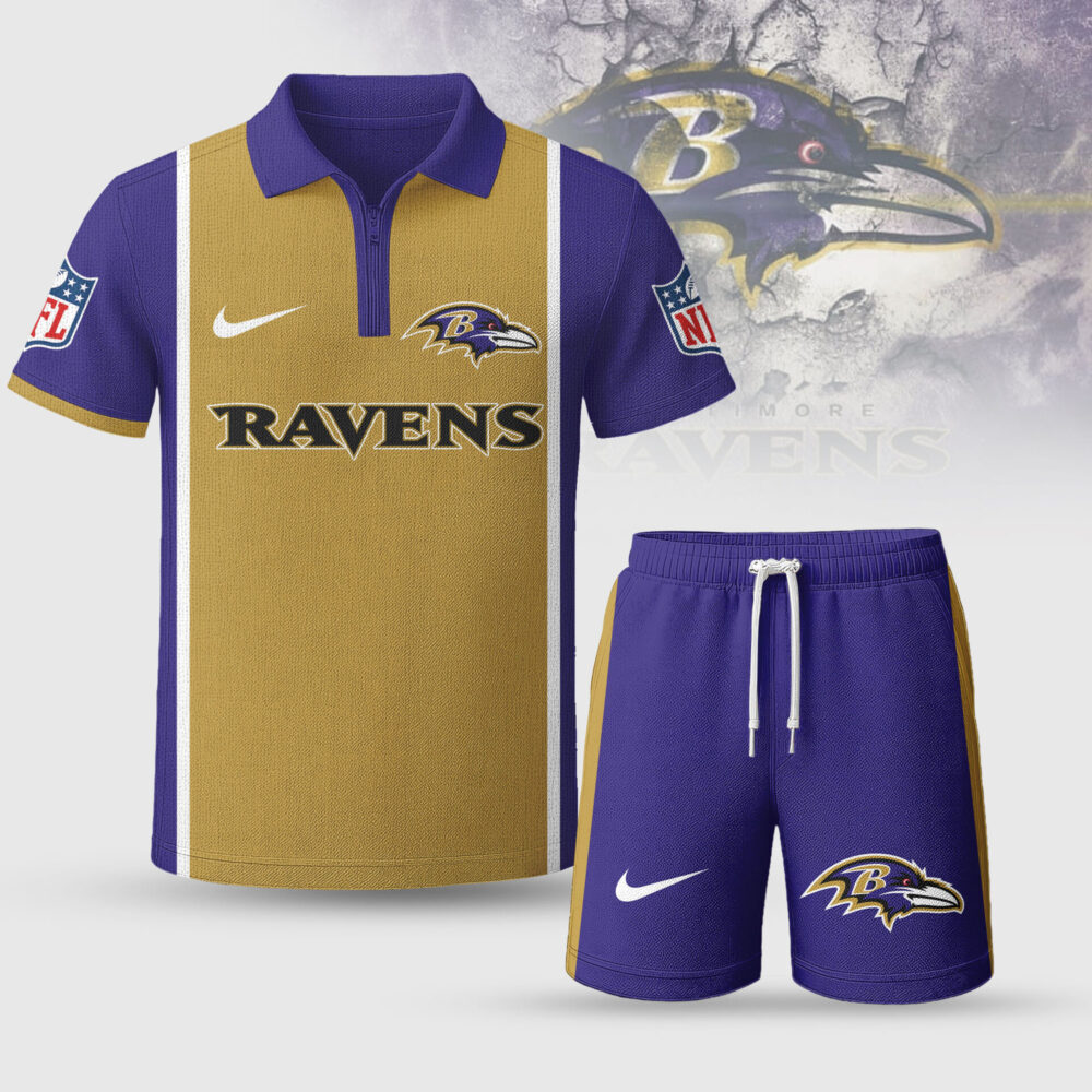 Baltimore Ravens | Premium NFL Combo Polo And Shorts TD