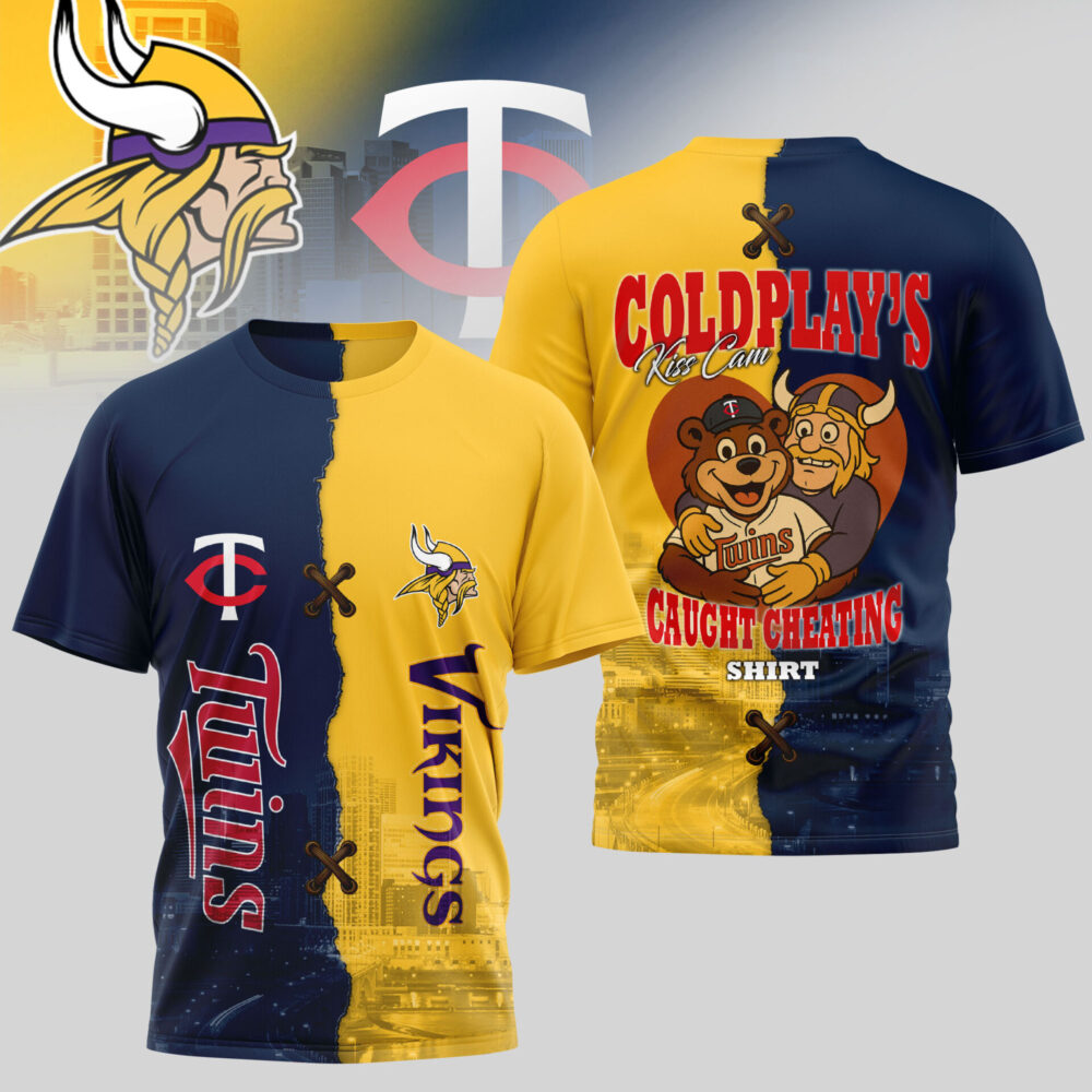 Minnesota Vikings - Minnesota Twins | Kiss Cam Caught Cheating 3D Shirt TD