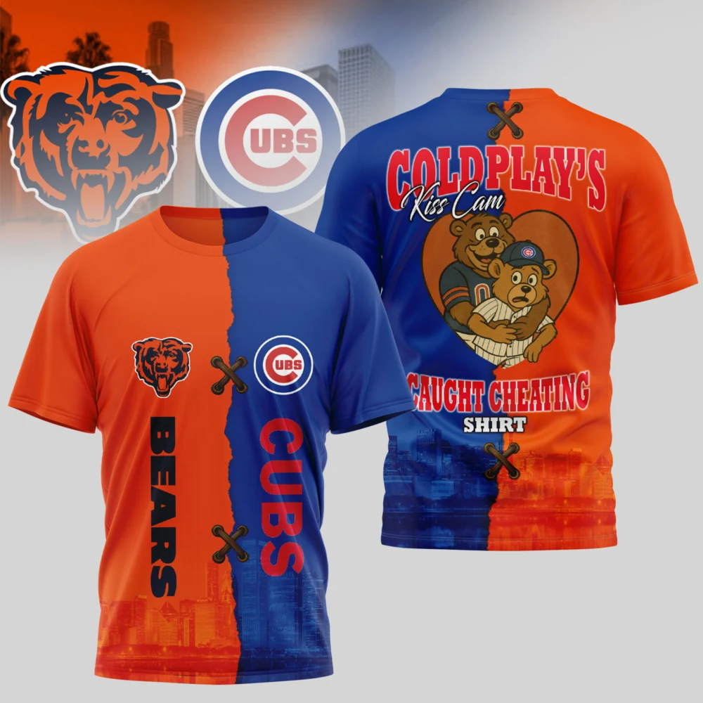 Chicago Bears - Chicago Cubs | Kiss Cam Caught Cheating 3D Shirt TD