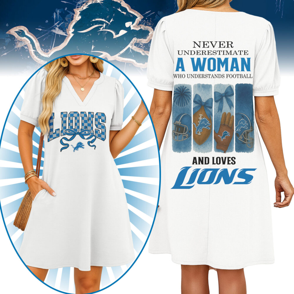 Detroit Lions | Premium NFL V-neck Dress HI