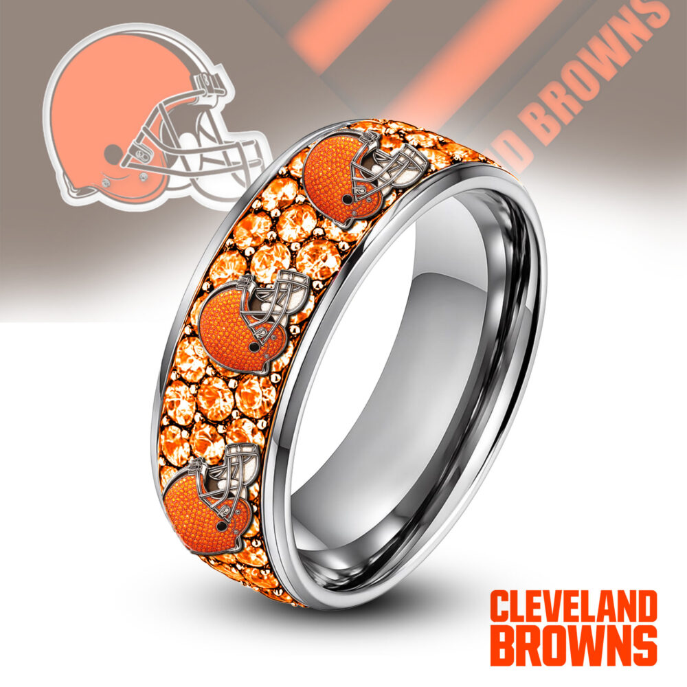 Cleveland Browns | Silver Tungsten Bling Rhinestone Ring TD