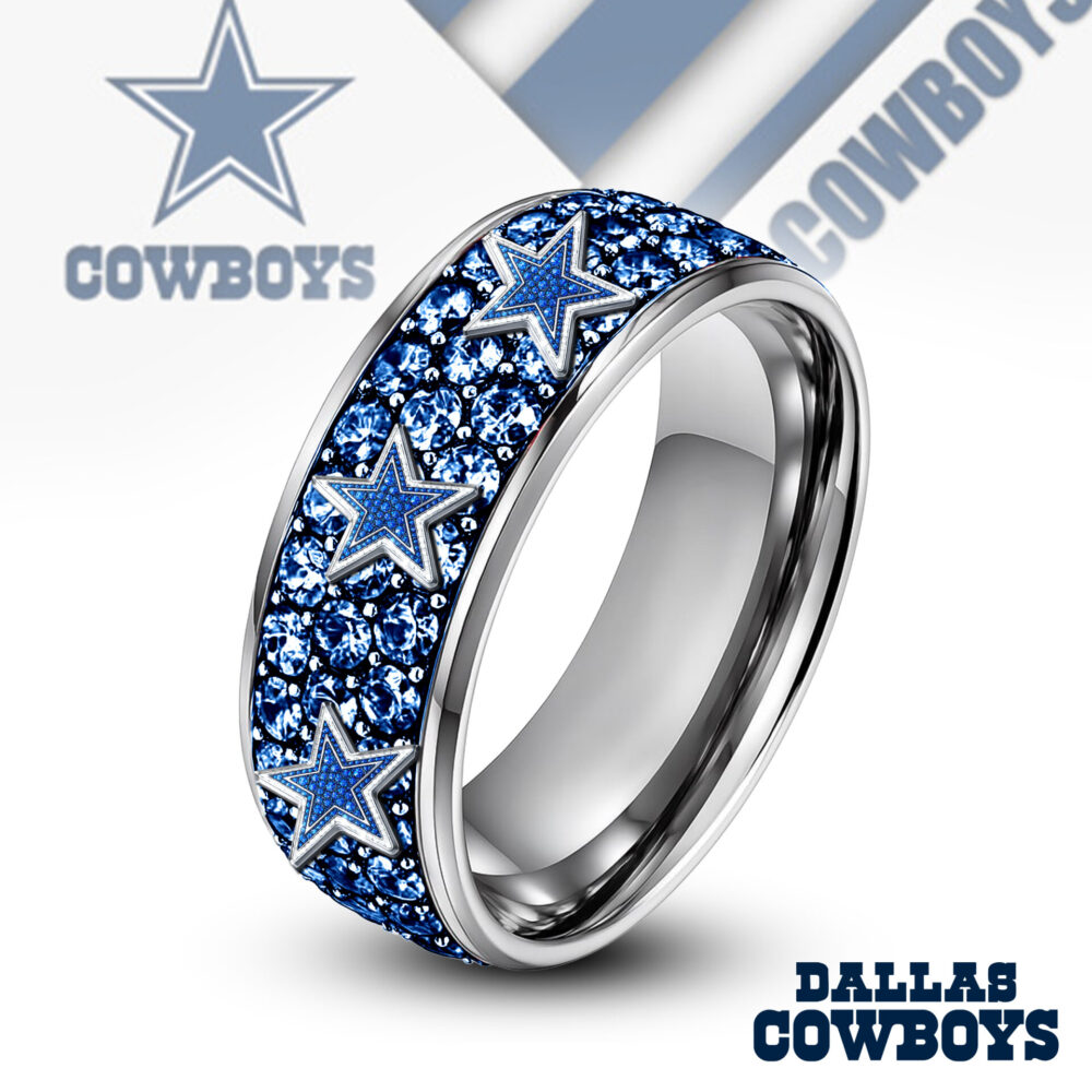 Dallas Cowboys | Silver Tungsten Bling Rhinestone Ring TD