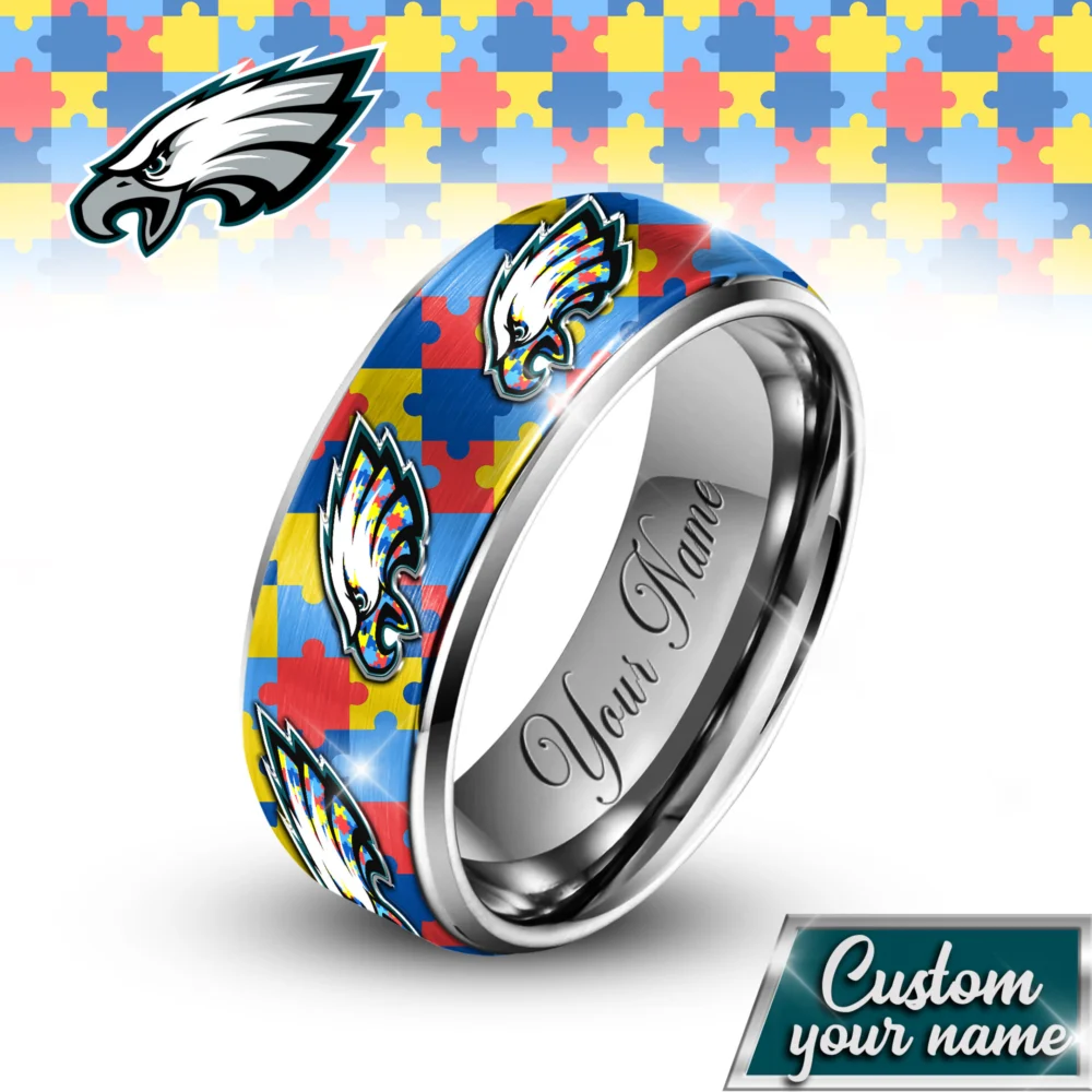 Philadelphia Eagles | NFL x Autism Silver Tungsten Ring TD