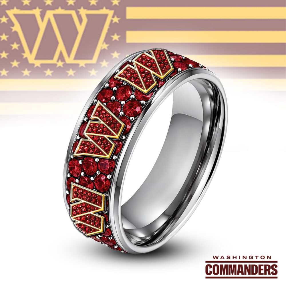 Washington Commanders | Silver Tungsten Bling Rhinestone Ring TD
