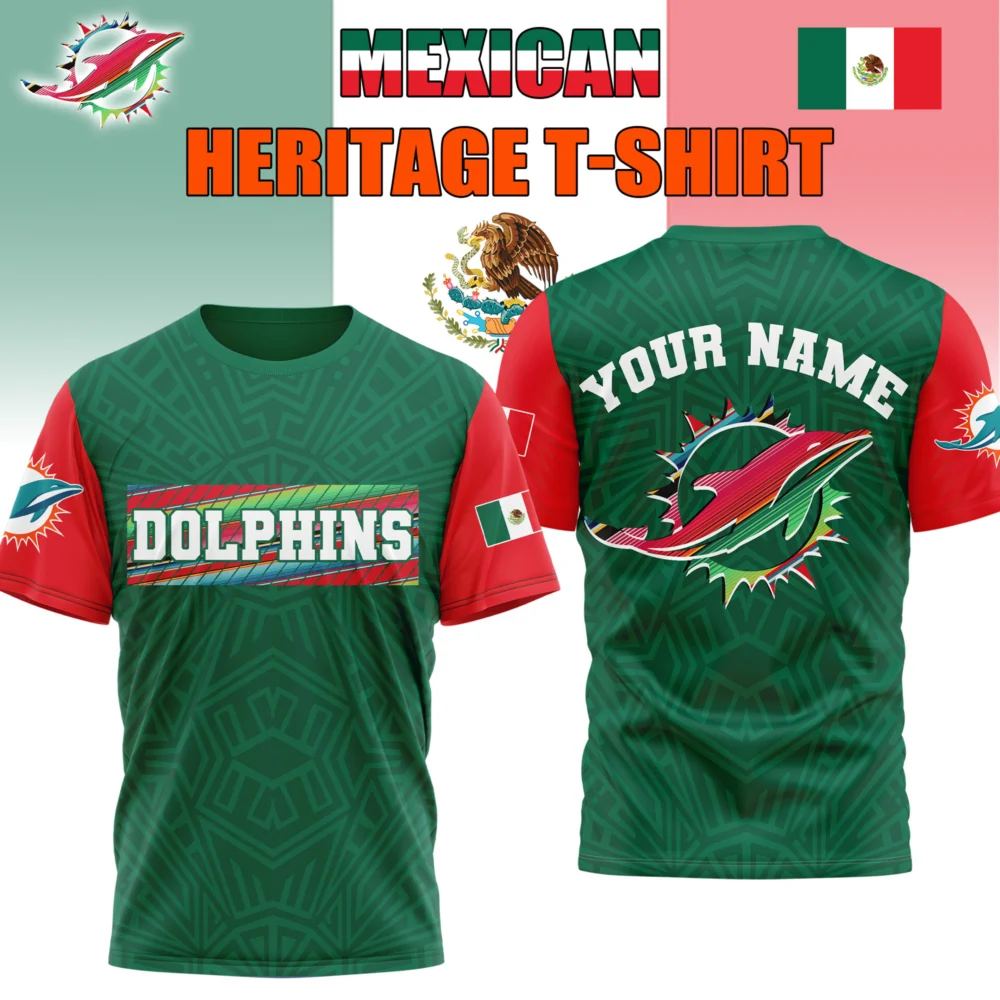 Miami Dolphins | Premium NFL Mexican Heritage Celebration 3D Shirt HI