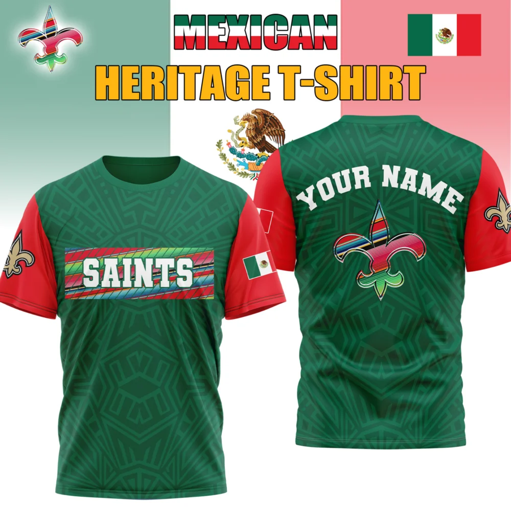 New Orleans Saints| Premium NFL Mexican Heritage Celebration 3D Shirt HI