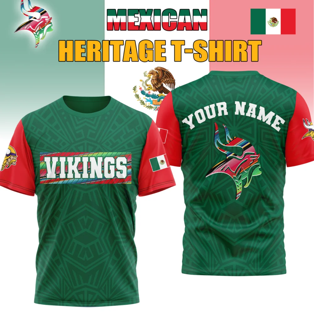 Minnesota Vikings | Premium NFL Mexican Heritage Celebration 3D Shirt HI