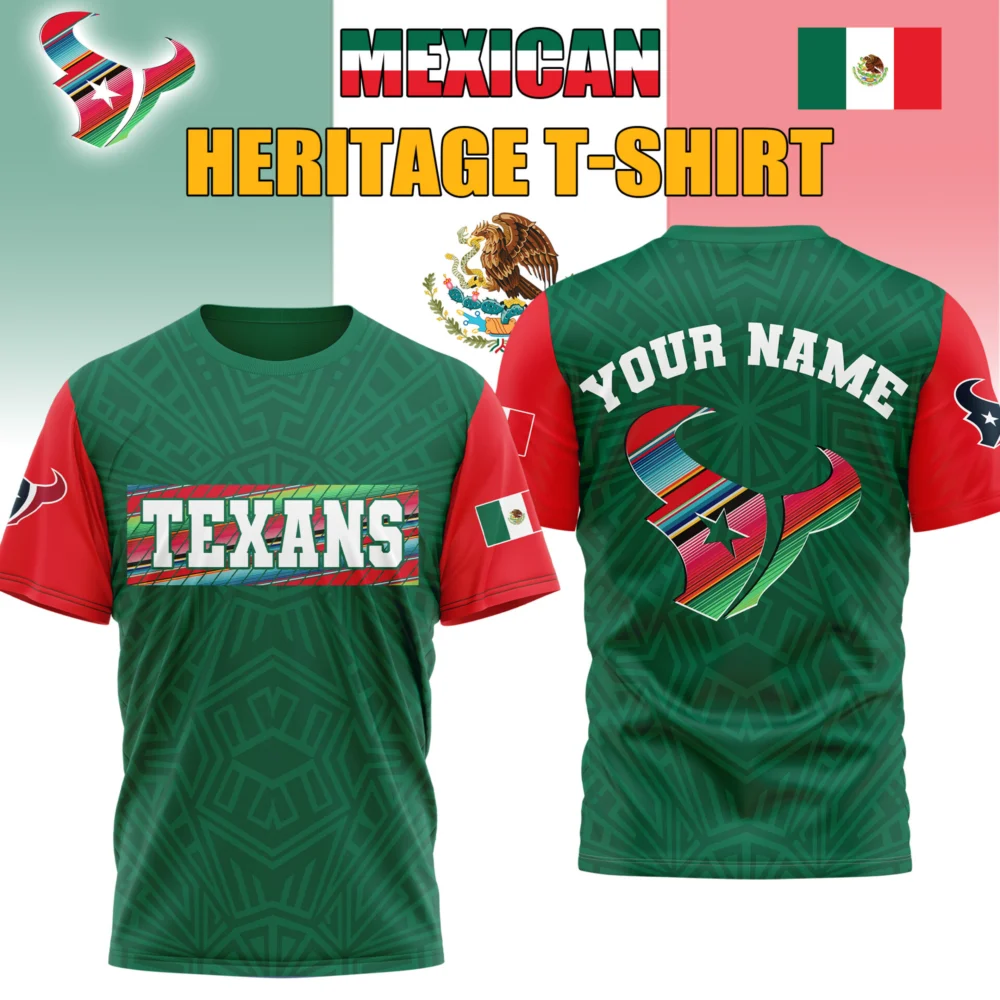 Houston Texans | Premium NFL Mexican Heritage Celebration 3D Shirt HI