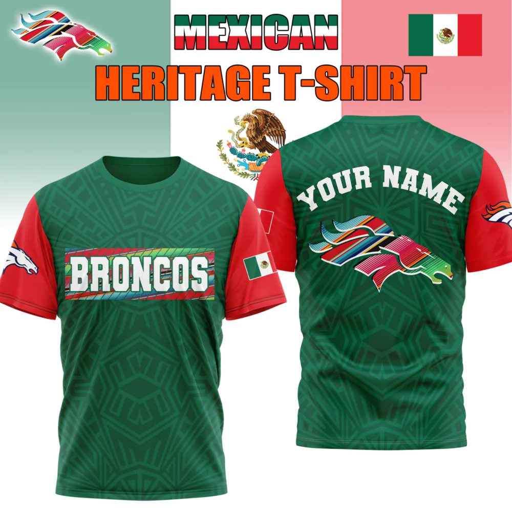 Denver Broncos | Premium NFL Mexican Heritage Celebration 3D Shirt HI