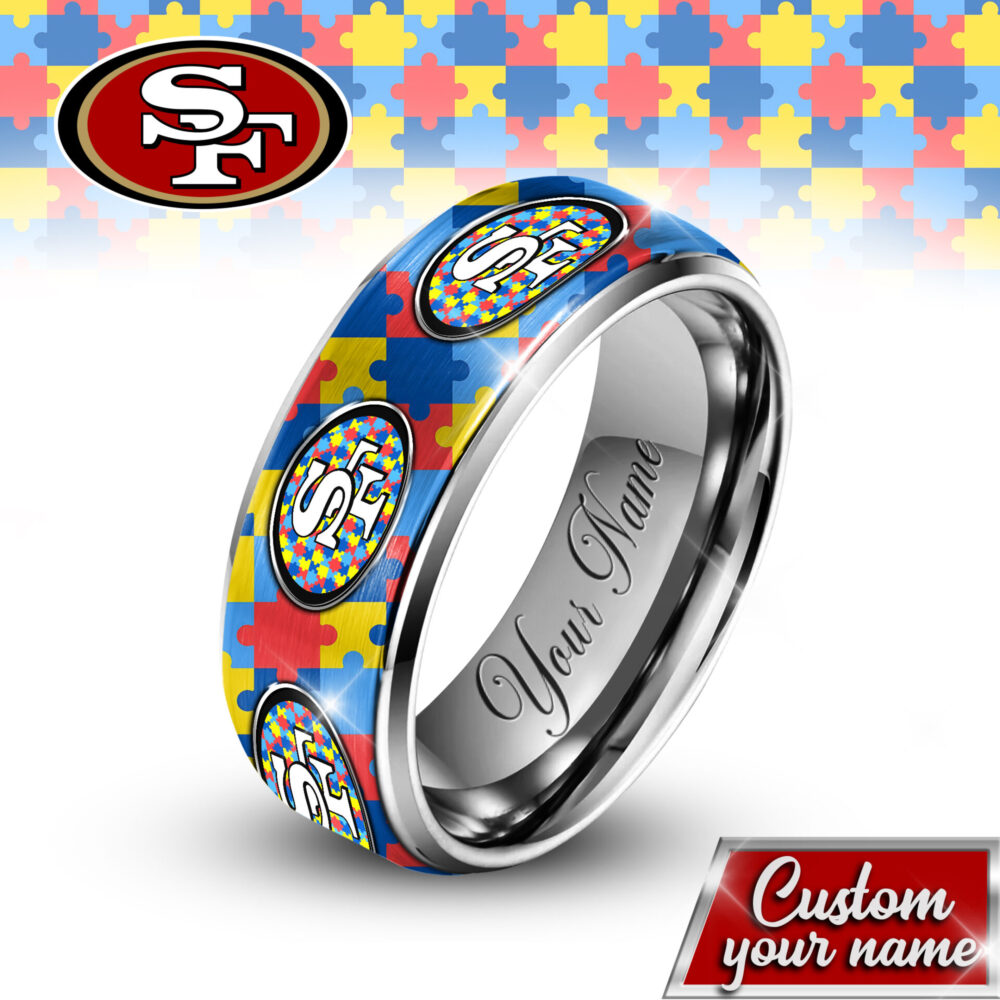 San Francisco 49ers | NFL x Autism Silver Tungsten Ring TD