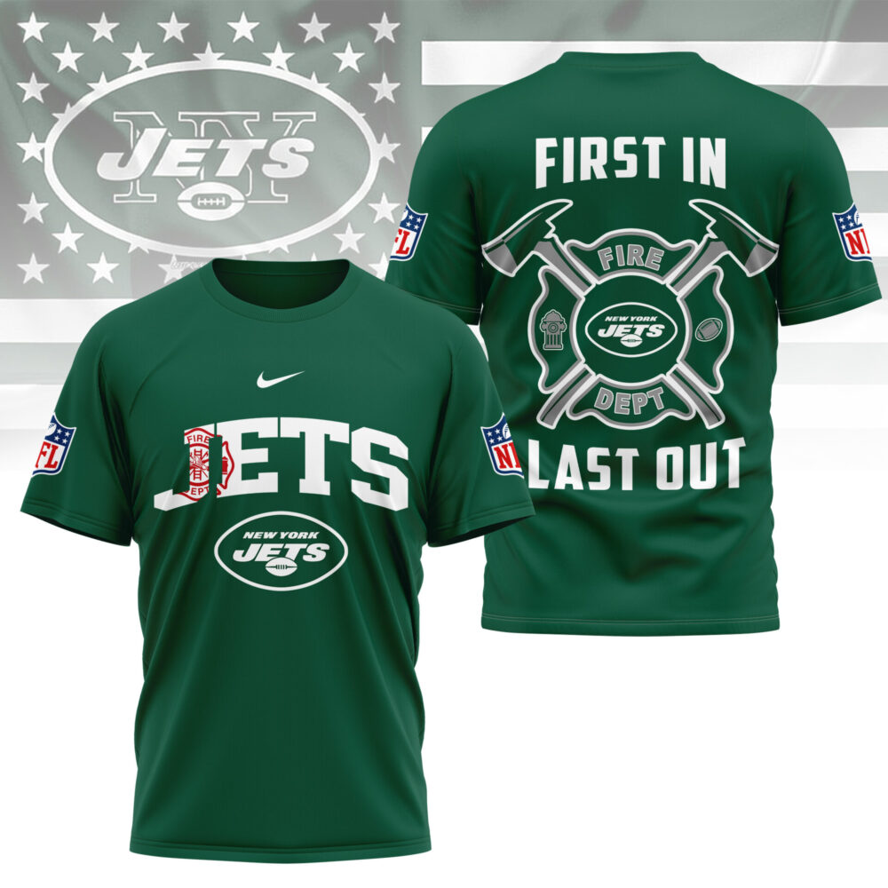 New York Jets | Premium NFL Fire Dept 3D Shirt TD - Green, 2XL